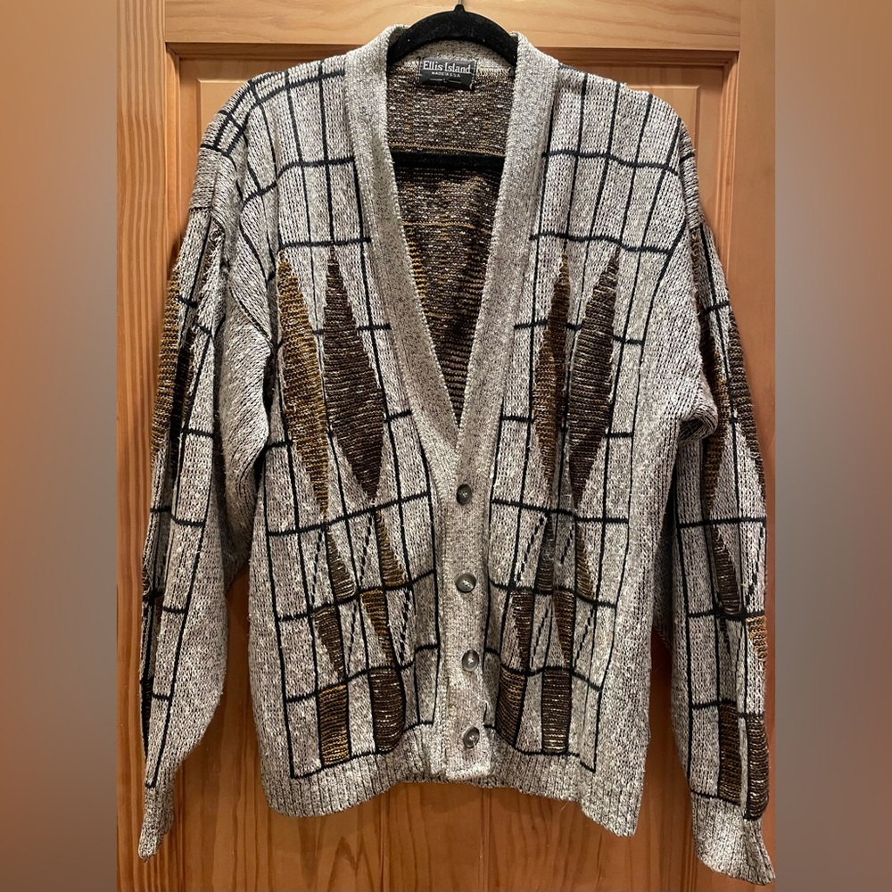 Men’s Ellis Island Multicolor Knit Cardigan Size L